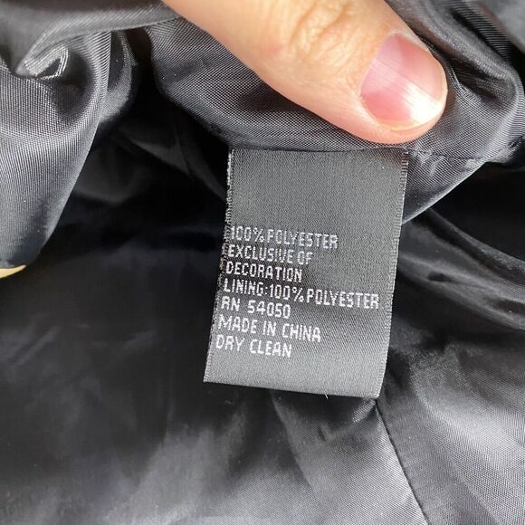 Kasper Blazer Women 10 Black Geometric Collared Button Up Short Sleeve Lined - Picture 6 of 9